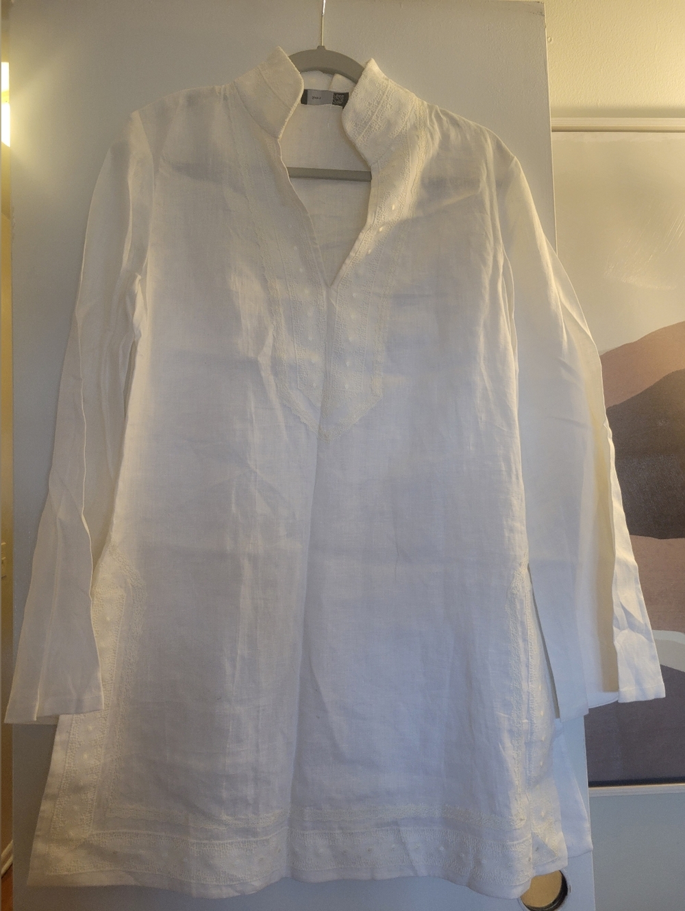 White Linen Tunic Top